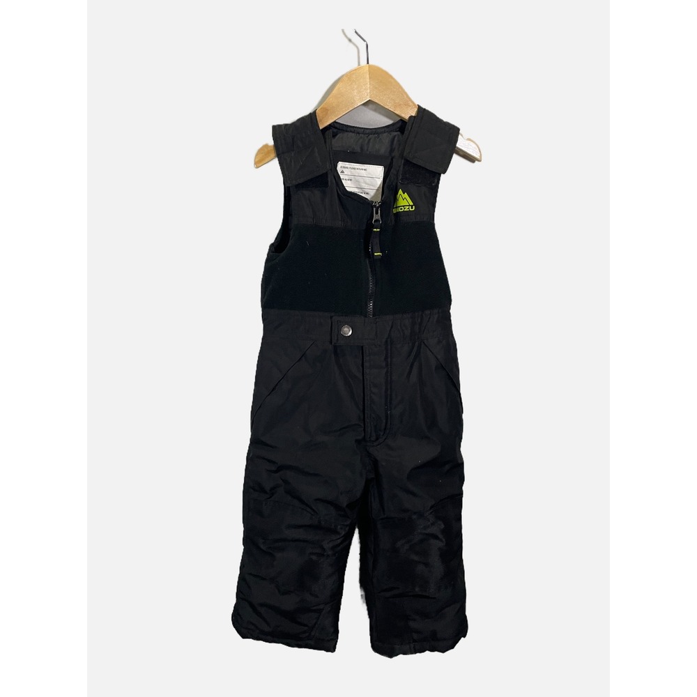 Snozu Snow Bibs Kids 3T Black Fleece Lined Overalls Winter Ski Pants